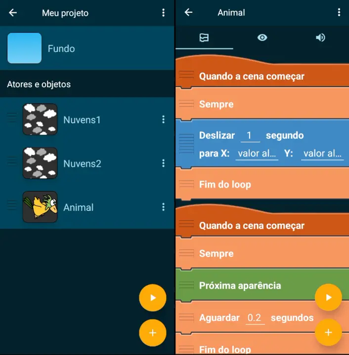 Interface do Pocket Code